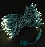 Novelty Lights, Inc. CGWA100 Commercial Grade LED Christmas Mini Light Set, Wide Angle Bulb (5MM), Warm White, Green Wire, 100 Light, 50' Long