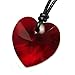 Queenberry Siam Red Love Heart Pendant Adjustable Waxed Cotton Choker Necklace made with Austrian Crystal