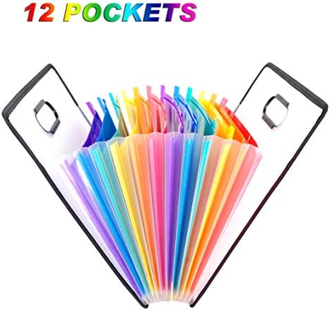 Expanding Files Folder 13 Pockets A4 Rainbow Accordion File Organizer,Index Handle File High Capacity Expanding Document Folder for Business Office Study(001)