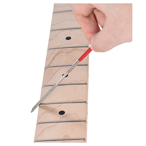 ALLCACA Guitar Fret File Set Stainless Steel Guitar Saddle Slot Grinding Files Luthier Repair Tool for Guitar Nut, Fret, Bridge, Saddle and Pickguard, Set of 10, Red - Thumbnail 3