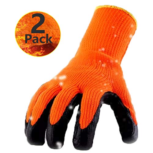 Cold Weather Thermal Work Gloves 2 Pack, Superior Grip Coating Polar Fleece Liner Insulated Comfortable for Winter Outdoor Garden Construction Ice Snow Utilities - Colorful - Thumbnail 5