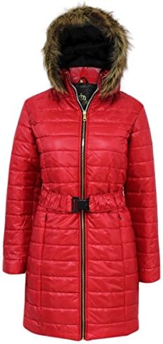 GLAM COUTURE NEW WOMEN’S LADIES SHINY WET LOOK LONG QUILTED FUR HOODED JACKET COAT