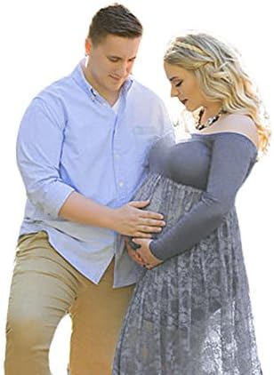 Lace Long Sleeve Maternity Props for Photography Maxi Photo Shoot Pregnant Dress