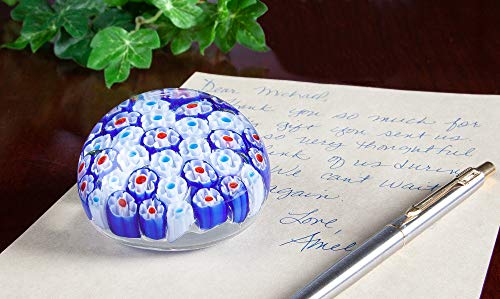 Collectible Millefiori Handmade Glass Paperweight, Beautiful Office Decor, Decorative Art Glass, Colorful Flower Paper Weight