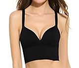 Ekouaer Womens Seamless Wirefree Medium Impact Support Push Up Sports Bra( 32A--36C )