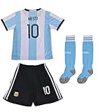 FWC 2016 Argentina Home Messi 10 Futbol Football Soccer Kids Jersey & Short (6-7 years)