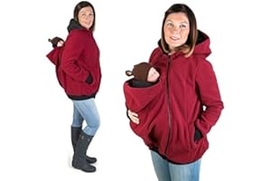 WYHUI Women Fashion Babywearing Jacket Front Maternity Pregnancy and Kangaroo Mom Multifunctional Baby (Grey & Red,XXL)