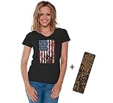 Awkwardstyles Women's American Flag Distressed V-neck Tshirt 4th July + Bookmark
