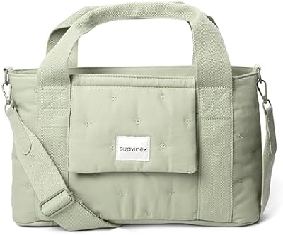 , Bolso Maternidad, Bolso Organizador para el Carrito del Bebé tipo Panera, Con Asas Ajustables al Carrito, Cierre de Cremallera, Compacto y de Gran Capacidad, con Bolsillos Interiores, Verde