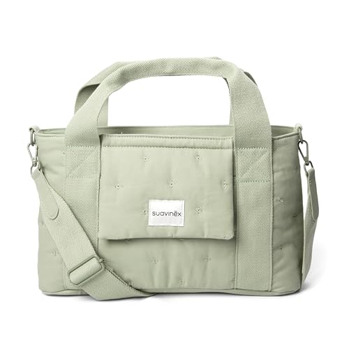 , Bolso Maternidad, Bolso Organizador para el Carrito del Bebé tipo Panera, Con Asas Ajustables al Carrito, Cierre de Cremallera, Compacto y de Gran Capacidad, con Bolsillos Interiores, Verde
