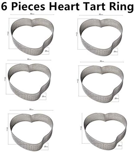 FTFSY Tart Cake Mold For Baking Dessert Ring Art Mousse Silicone 3D Mould Silikonowe Moule Tartlet Pan Pastry Tools,6 Pieces Heart Ring