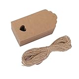 Pixnor 100pcs 90*40mm Kraft Paper Gift Tags Christmas Gift Tags Wedding Brown