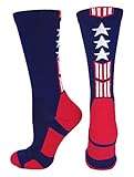 MadSportsStuff Patriot USA Flag Stars and Stripes Athletic Crew Socks (Multiple Colors)