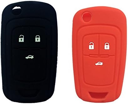 Black and Red Silicone Key Case Cover Holder replacement for Chevrolet/chevy Cruze 3 Buttons