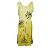 Mogul Womens Beach SunDress Yellow Tie Back Bohemian Summer Casual Dresses