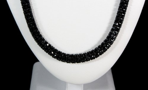 Iced Out Blackout 2 ROW Simulated Diamond Chain Necklace 14K Finish - 30