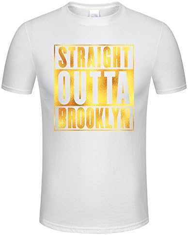 SPGBTees Gold Foil Men's Straight Outta Brooklyn T-shirt White Color XXL-Size