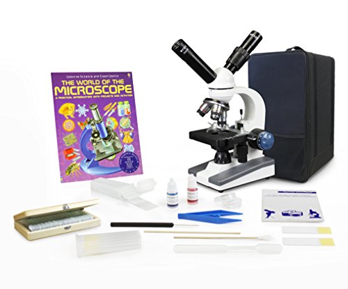 Parco Scientific Dual View Elementary Level Microscope, Mechanical Stage, Rechargeable, Microscope Book, Microscope Discovery Kit, 50 Prepared Slides Set, Carrying Case, Package ($20 Value)