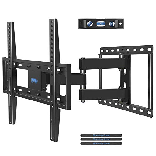 Mounting Dream TV Wall Mounts TV Bracket for Most 32-55 Inch Flat Screen TV Mount Bracket, Full Motion TV Wall Mount with Swivel Articulating Dual Arms, Max VESA 400x400mm, 66 LBS Loading MD2378