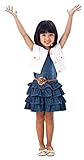 Little Girls kids Long Sleeve Printed Denim Princess Dress Skirt