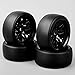 SOUFORCE 1:10 Scale RC Model Drift Wheels and Tires, 12mm Hex Plastic Wheel Rim and Tire Set for On Road Racing Car, 4 Pack Black