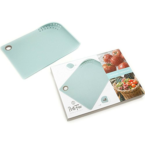 PortoFino Cut & Drain Cutting Board - Chopping Board | 22 Draining Eyelets | Non-Slip Silicone Feet | Hanging Loop | Light Weight & Durable | Food Grade Plastic | BPA Free | Kitchen Prep Accessories - Thumbnail 6