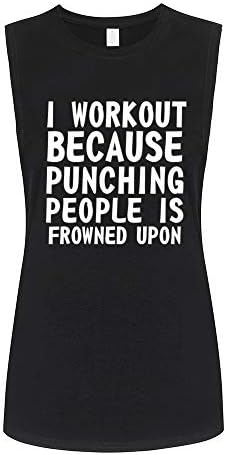 Fannoo Muscle Tank Tops for Women-Womens Funny Saying Fitness Workout Racerback Tank Tops Sleeveless Shirts