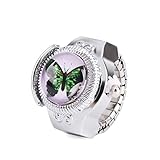 Eachbid Smart applied Fantastic Child Lady Girl Steel Butterfly Elastic Quartz Finger Ring Watch Gift
