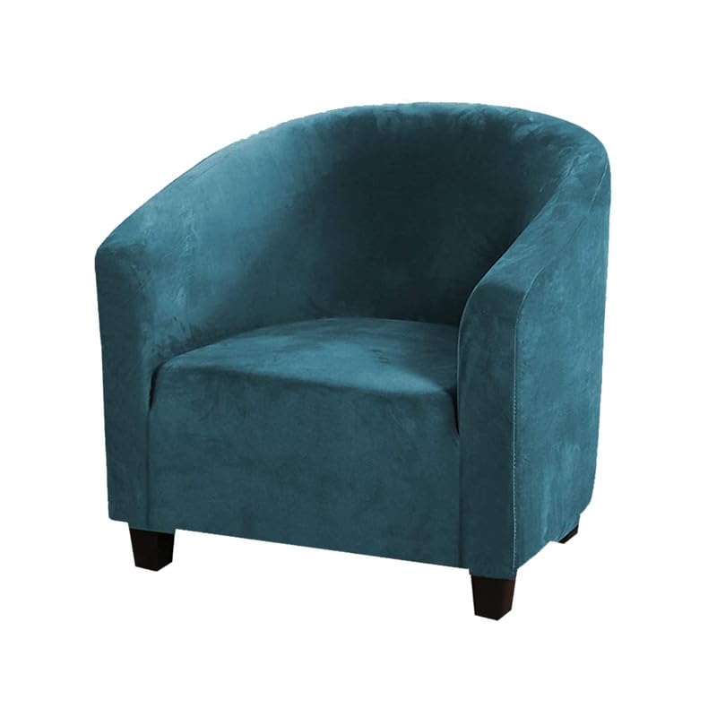 EURHOWING Velvet Tub Chair Slipcover, High Stretch Club Chair Covers Washable Armchair Sofa Couch Covers Slipcovers Furniture Protectors for Dining Living Room Office(Water Blue, Velvet)