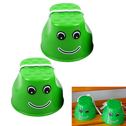 Stilts Walking Balance Jumping Stilts Steppers Toys Promote Fine Motor Skills for Toddler Kindergarten and Preschool Kids Balance Trainers Toys(Green Smiley Face)