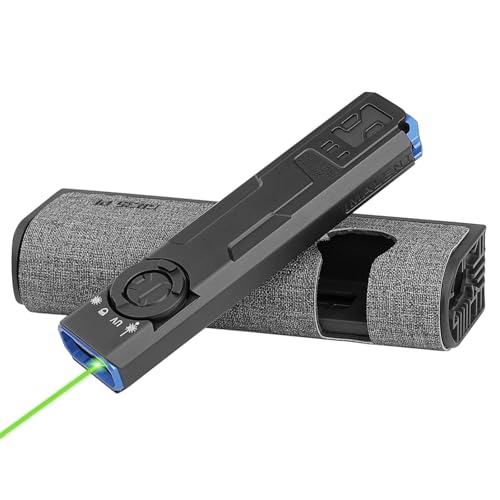 IMALENT GR35 Rechargeable EDC Torch, 2800 Lumens, 4 in 1: Light with Green Beams, UV LED, White Light and Red-blue strobe Flashlight, Anti-Slip Grip, Super-Thin Build Flat for Outdoors, Emergency