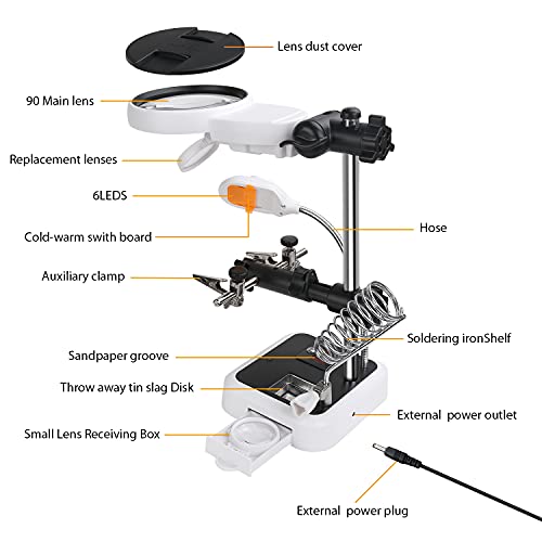 AZFUNN Helping Hand Soldering Station with 3.5X Magnifier LED Light