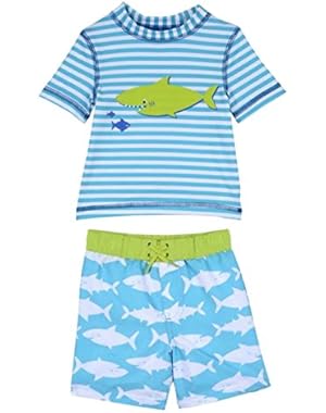 Baby Boys Shark Rashguard Set with Swim Trunks