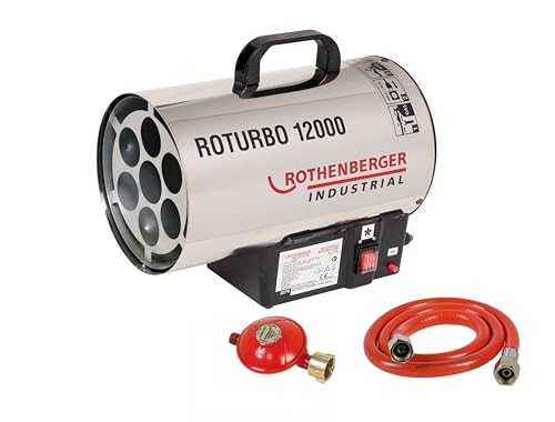 Rothenberger Industrial Gas – Heiz – Kanone/Gebläse RoTurbo 12000 inkl. Piezo-Zündung, Schlauch und Regler, 13,3 kW, 1500000050