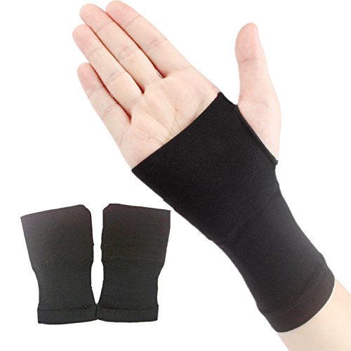 Kalevel 2pcs Wrist Band Wrist Braces Black Wristband Gymnastic Wrist Support Compression Wrist Sleeve Wrist Brace for Lifting Weight Crossfit Fitness Exercise Wrist Pain Relieve (L,Black)