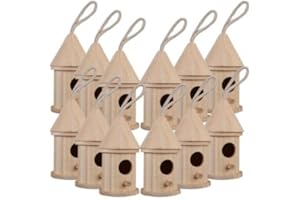 5" Wooden Hut Birdhouse by Make Market - Unfinished Birdhouse Made of 100% Wood, Outdoor Nesting Boxes - Bulk 12 Pack