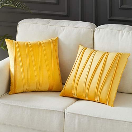BULBUL Decorative Throw Couch Pillow Covers,Sofa Orange Pillows 18x18 Cushion Covers,Square Decor Yellow Pillow Covers