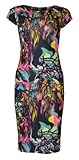 Womens Cap Sleeved Birds & Feathers Midi Dress