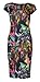 Womens Cap Sleeved Birds & Feathers Midi Dress