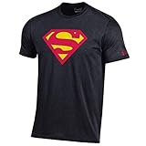 Under Armour Men's Alter Ego Superman Charged Cotton Performance T-Shirt-Black with Red and Yellow Shield-Large