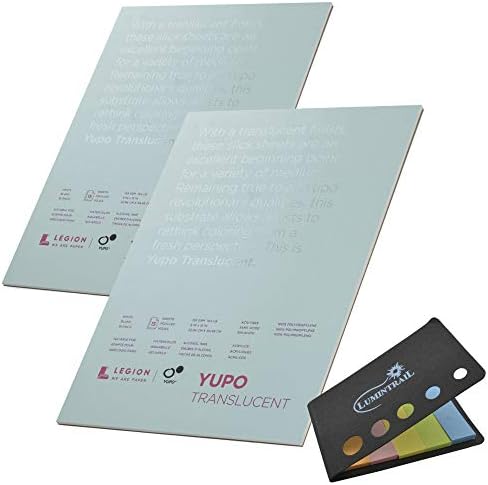 Yupo Translucent 5 in x 7 in 15 Sheets (L21-YPT153CL57) 2-Pack Bundle with a Lumintrail Colored Sticky Notes Set