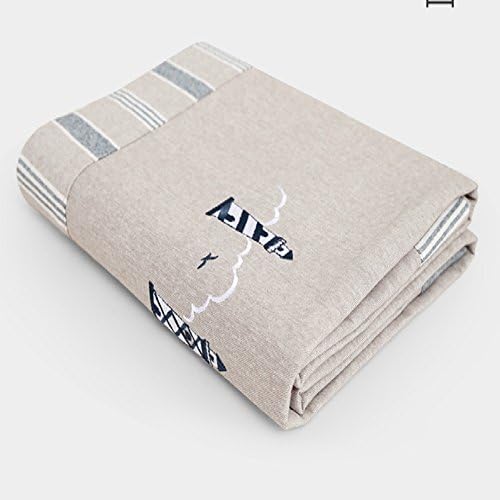 Rustic style chambray fabric diverse embroidery tablecloth with stripe pattern splice edge light house