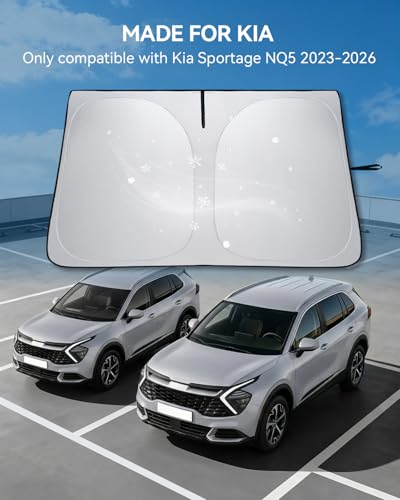 LANTU Windscreen Sunshade for Kia Sportage NQ5 2023-2026 Foldable Sun Visor Protection with Storage Pocket Blocks UV Rays Sun Umbrella
