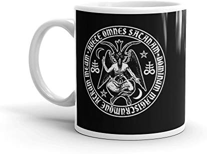 Baphomet & Satanic Crosses with Hail Satan Inscription. 11 Oz Ceramic Glossy Gift For Coffee Lovers Quote Mug Gifts For Men & Women