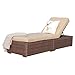 Super Patio Outdoor Chaise Lounge Chair, Patio Pool Lounge Chairs for Outside, Rattan Reclining Chaise Lounger with Adjustable Backrest and Removable Cushion, Beige