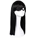 ColorGround Kids Long Straight Black Natural Cosplay Wig