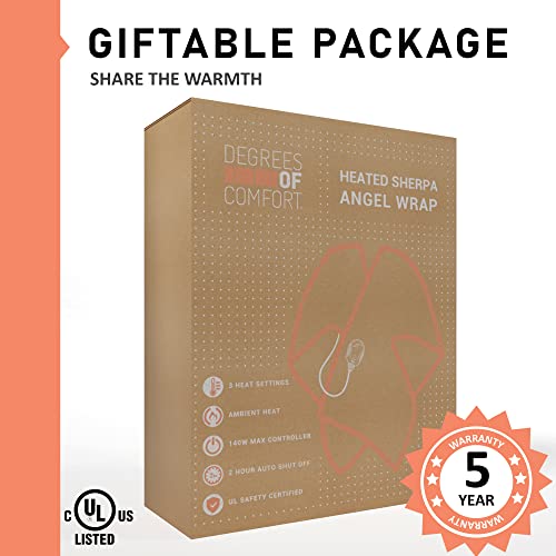 Degrees of Comfort Pink Sherpa Heated Blanket Wrap, Cozy & Snuggy Electric Shawl for Women