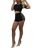 Dreamparis Women's Activewear Sportwear 2 Pieces Outfit Crop Top+Shorts Set Tracksuits