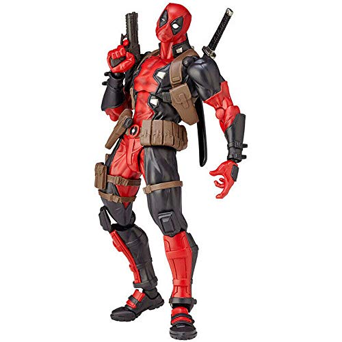 GOODKSSOP Joint Flexible Movable Amazing Yamaguchi Revoltech Kaiyodo DP Deadpool X-Men Classic Character Action Figure Model Toy Xmas Gift (Red)