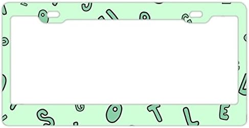 EXMENI Green Alphabets License Plate Frame Theft-proof Frames Stainless Steel Board Frames